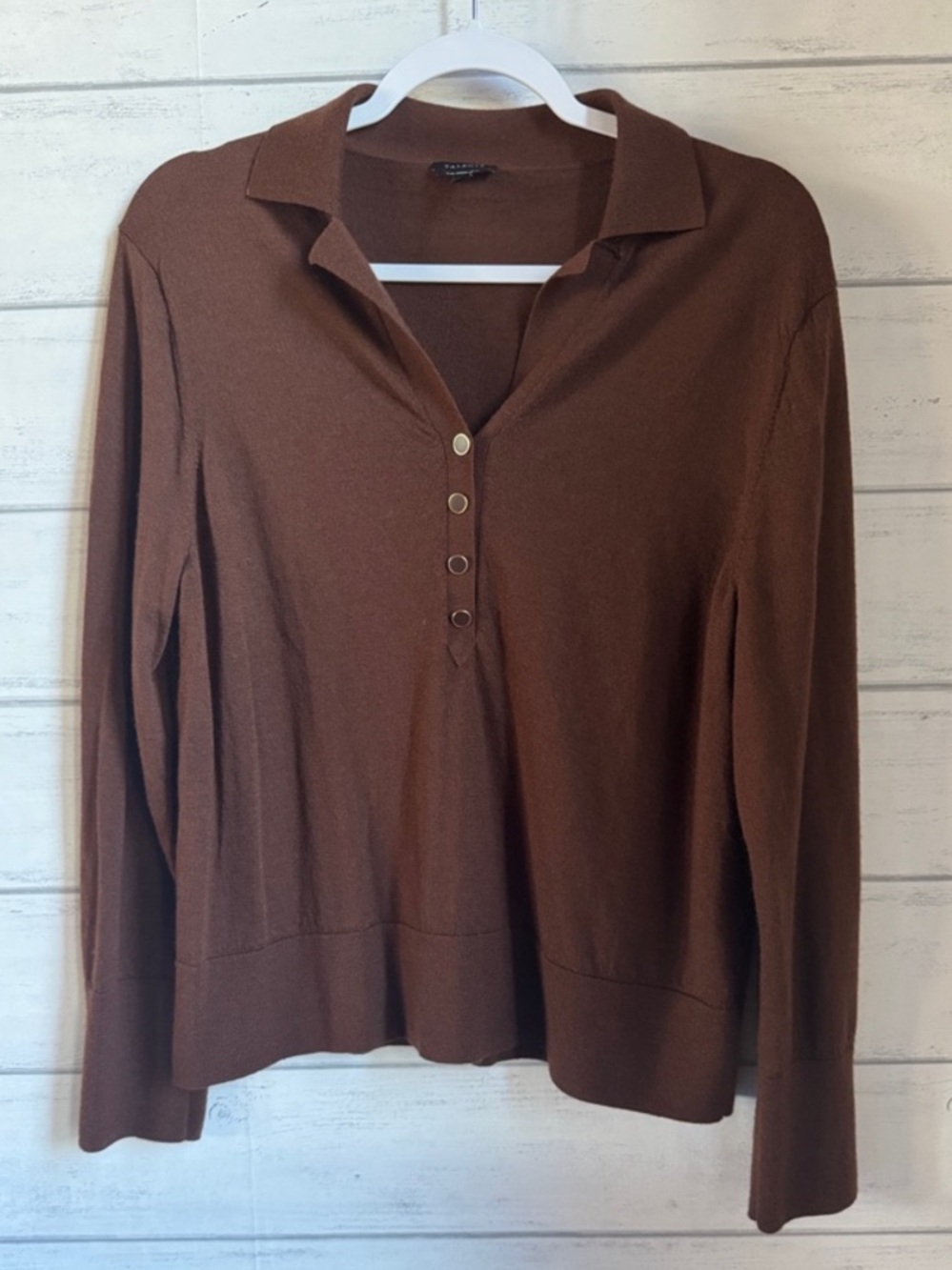Talbots chocolate Brown 100% Merino Wool Sweater